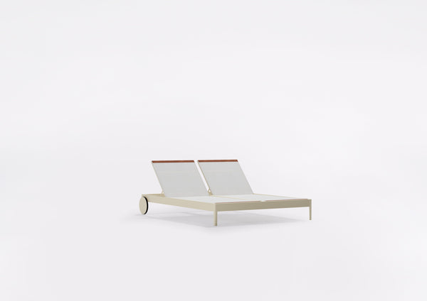 Double sunlounger with castors