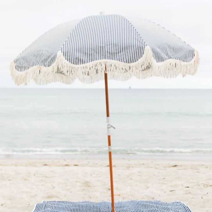 Lauren's Navy Stripe Premium Beach Umbrella