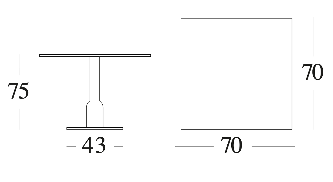 Technische tekening – Quadro Bistro Table Top