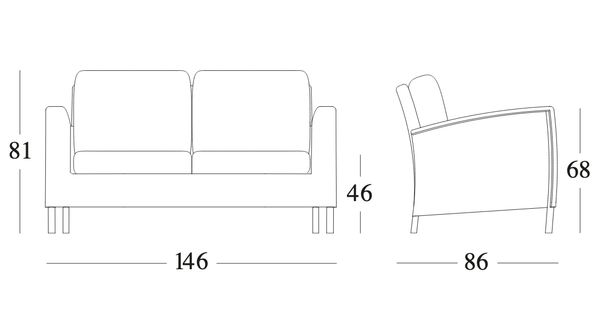 Technische tekening – Safi Lounge Sofa 2S