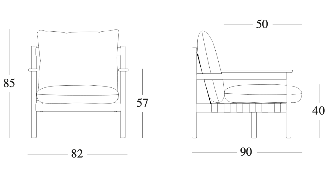 Technische tekening – Oda Lounge Chair Strap