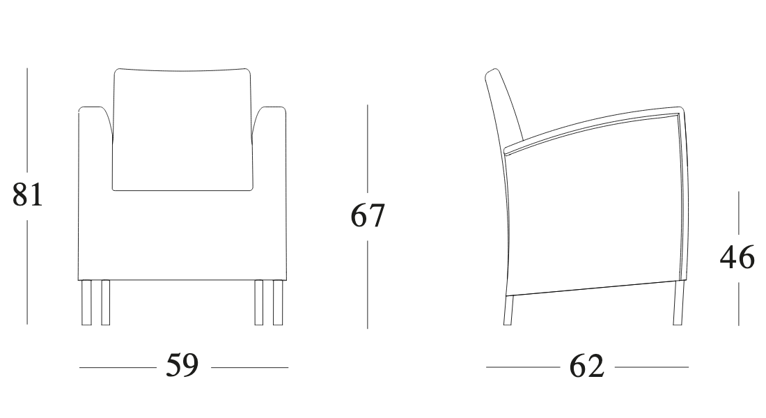 Technische tekening – Safi Dining Chair