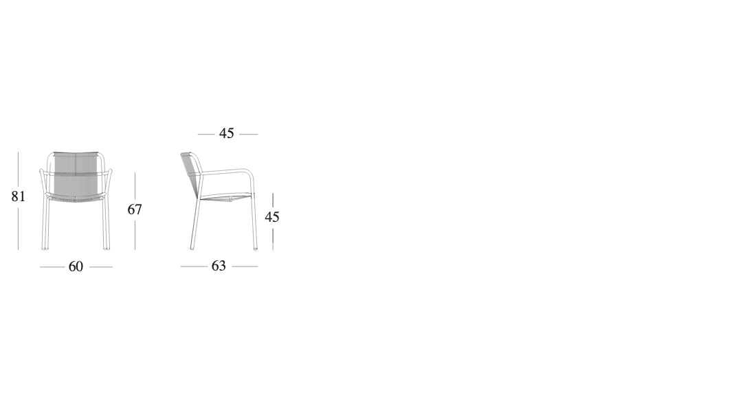 Technische tekening – Sweep Dining Chair Rope
