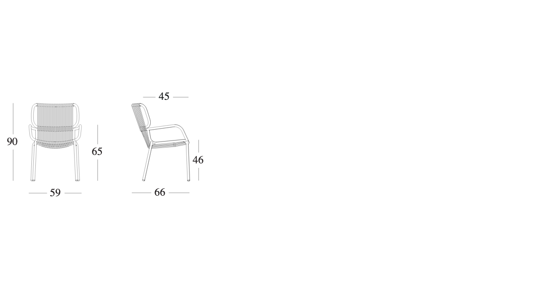 Technische tekening – Ribbon Dining Chair Flat Rope