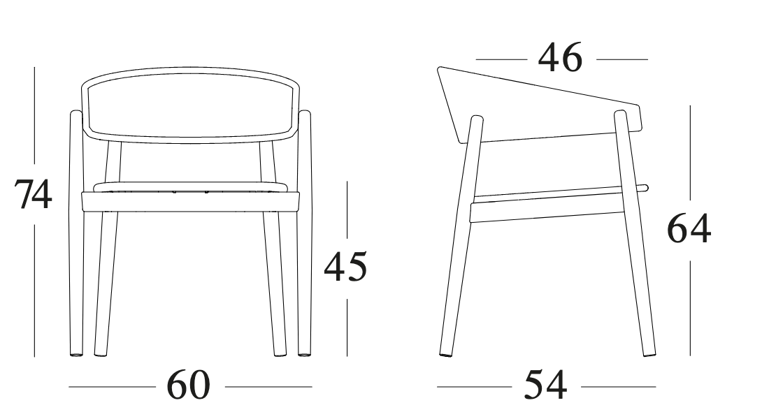 Technische tekening – Mona Dining Chair