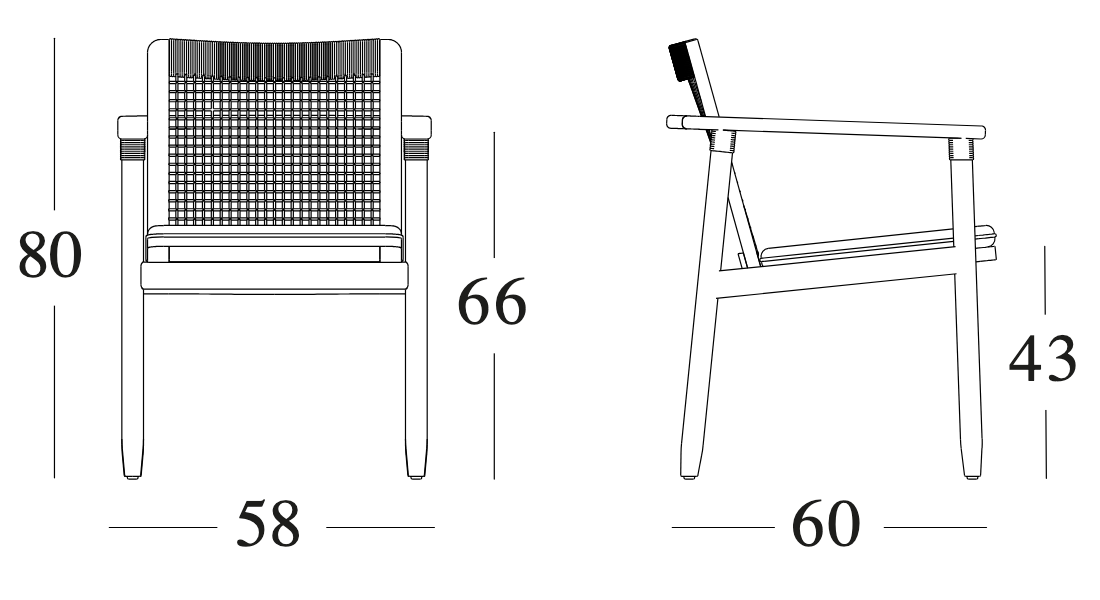 Technische tekening – David Dining Armchair