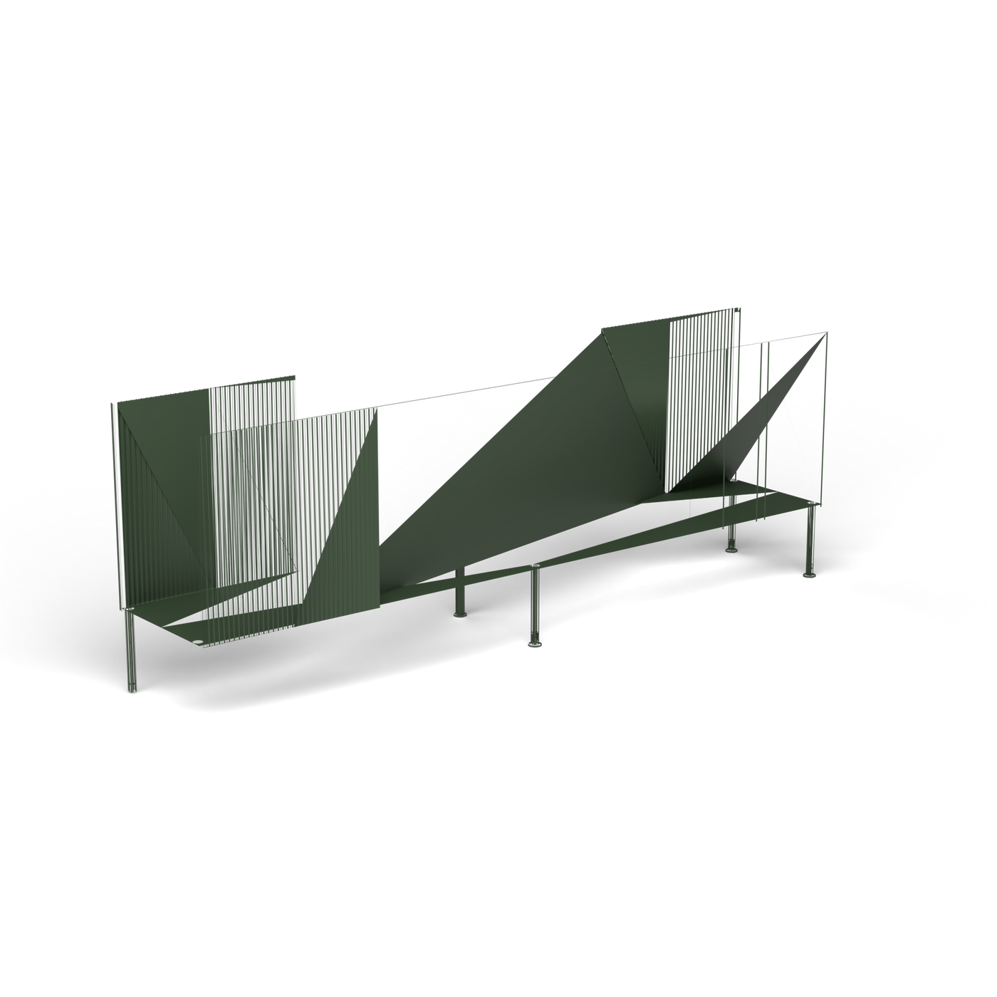 Samba Dressoir - Laag, 4 deuren, 228 cm, Bottle Green