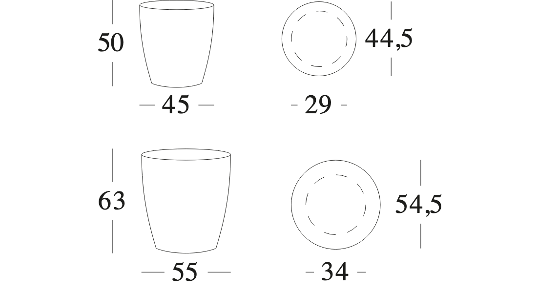 Technische tekening – Saya Plant Pot Oval Set
