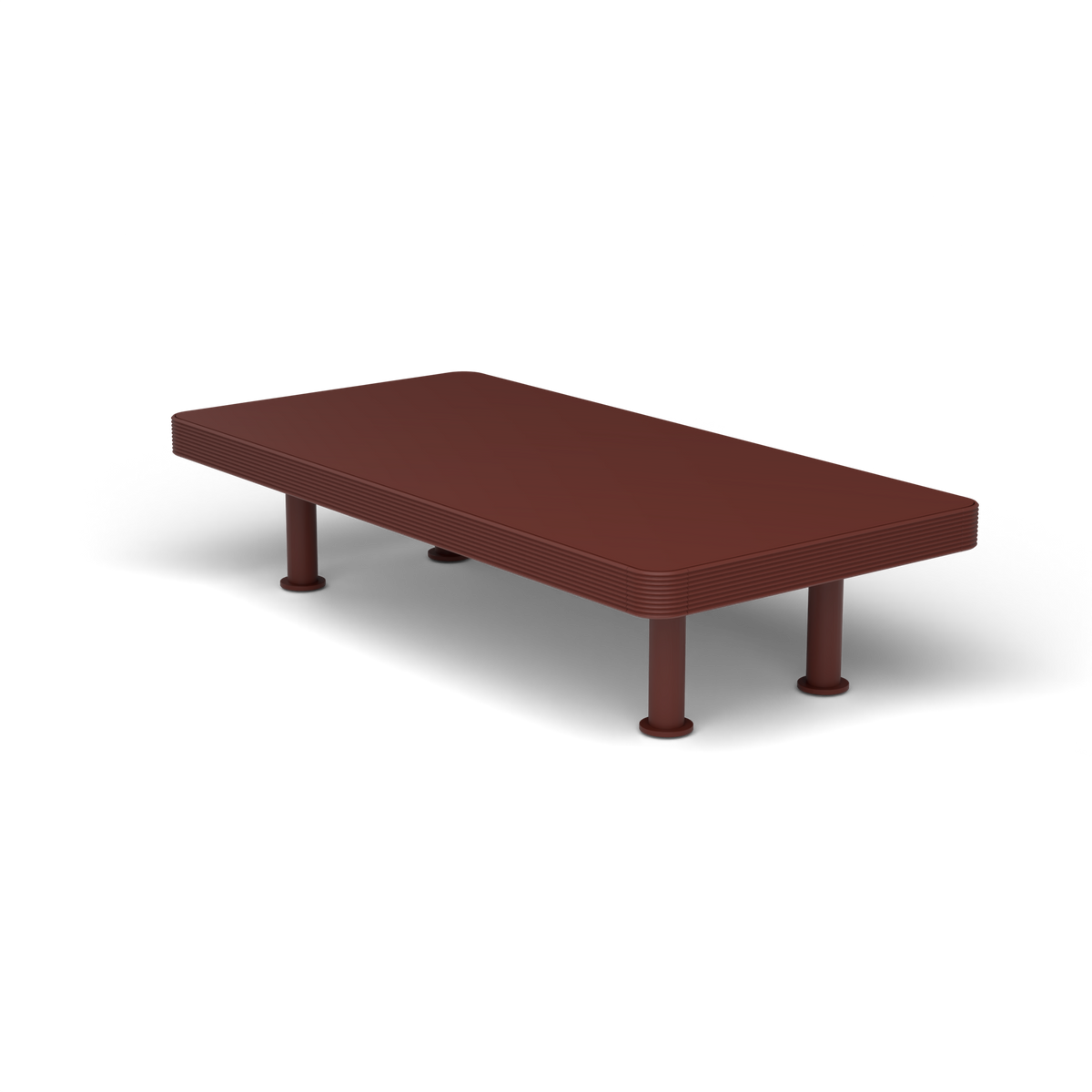 Unduetre Rechthoekige Salontafel, 50 × 100 × h 23 cm, Chestnut Brown, Gelakt aluminium (volgt onderstelkleur)