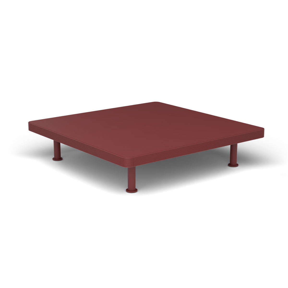 Unduetre Vierkante Salontafel, 100 × 100 × h 23 cm, Autumn Red, Gelakt aluminium (volgt onderstelkleur)