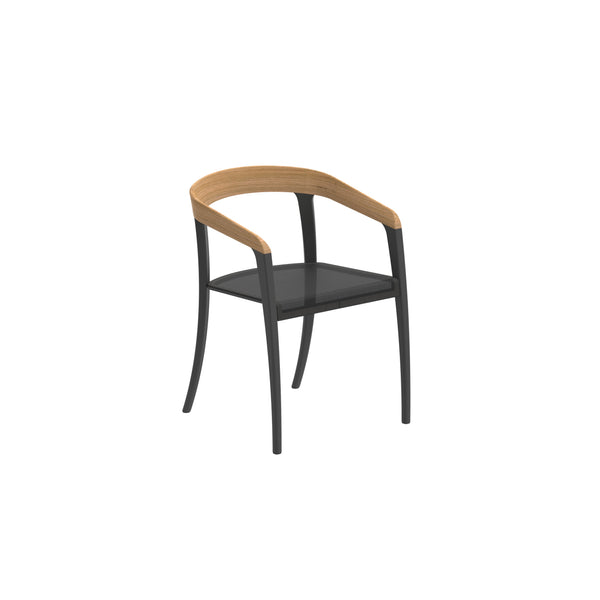 Jive Chair Aluminum Coated Teak Backrest and Batyline Seat