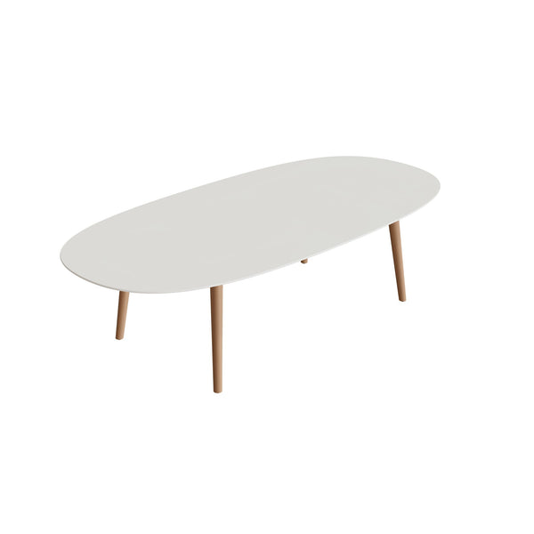 Table Styletto Super Ellipse 250x120cm Low Dining Pieds Teck
