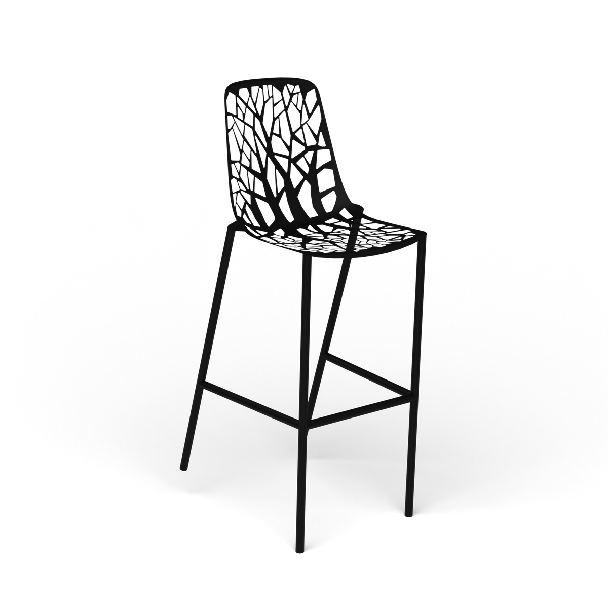Forest Kruk met Hoge Rug, 48 × 56 × h 78/117 cm, Black