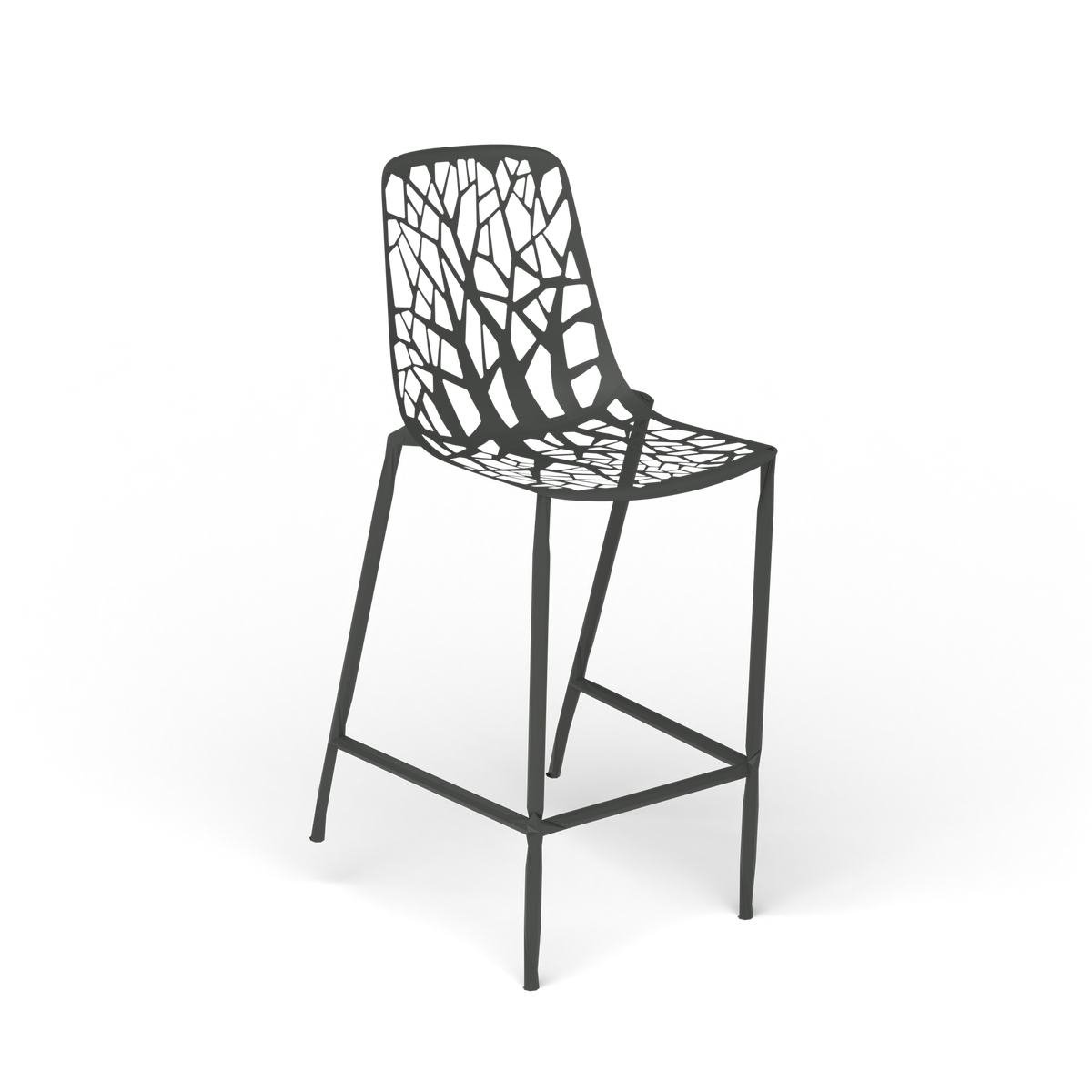 Forest Kruk met Hoge Rug, 48 × 52 × h 65/104 cm, Metallic Grey