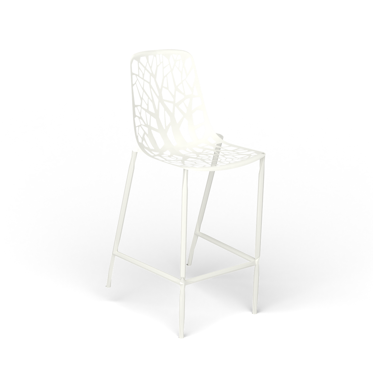 Forest Kruk met Hoge Rug, 48 × 52 × h 65/104 cm, White