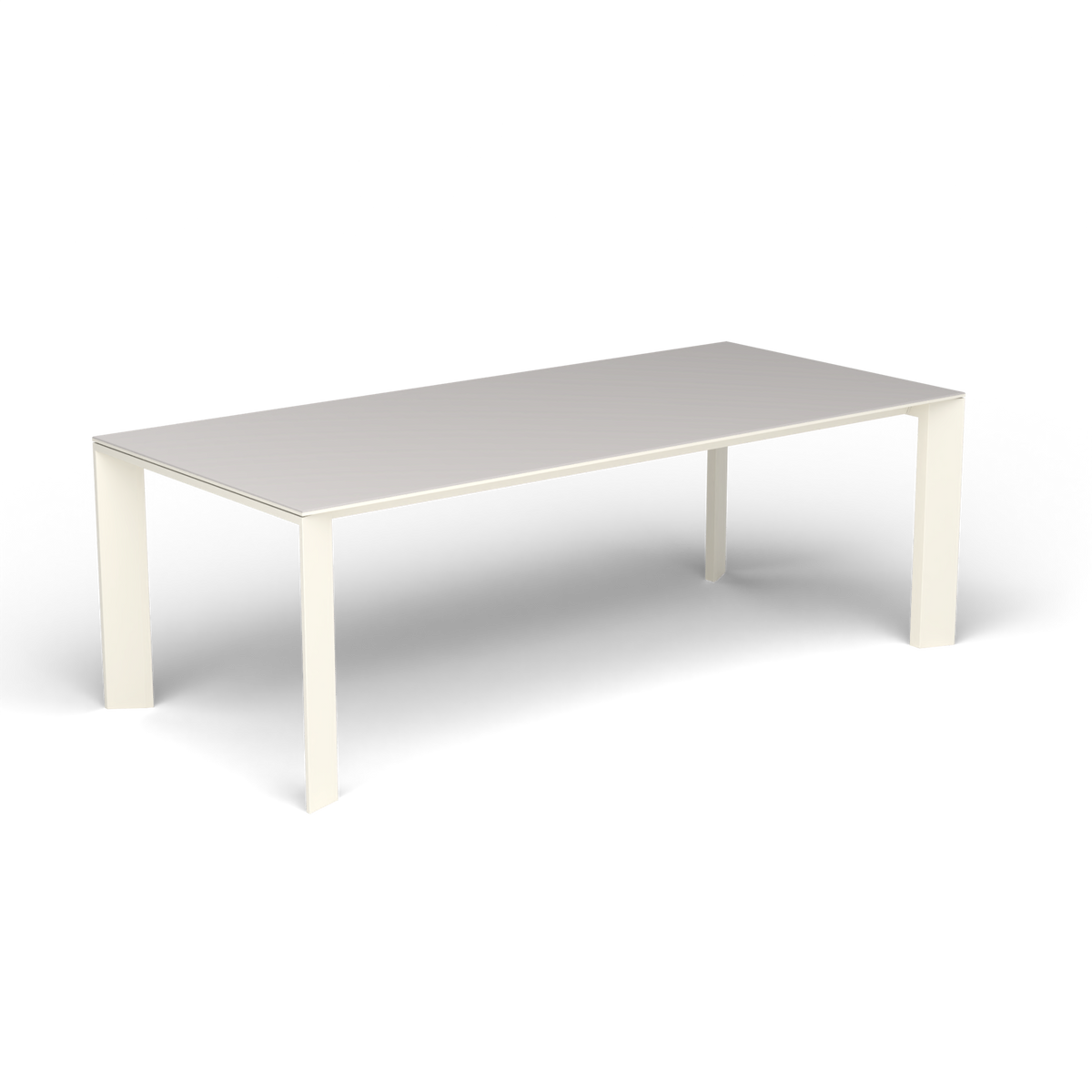Grande Arche Rechthoekige Eettafel, Antique White, Aluminium speckled Grey