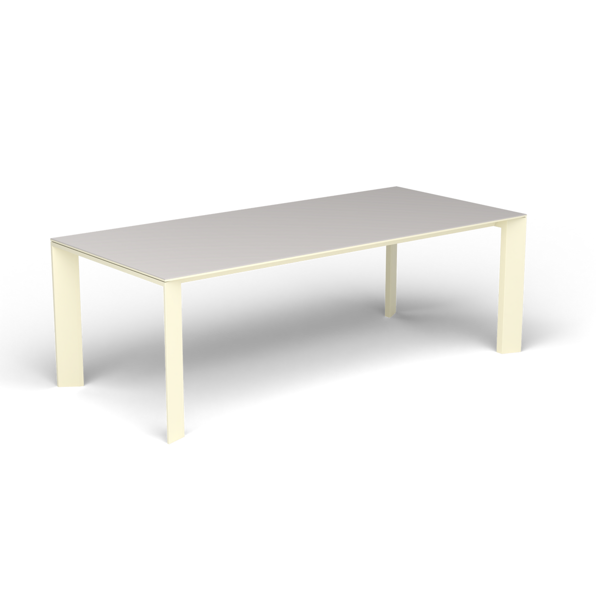 Grande Arche Rechthoekige Eettafel, Butter White, Aluminium speckled Grey