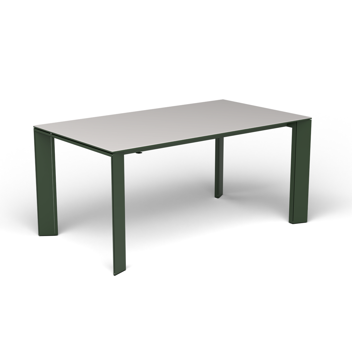 Grande Arche Uitschuifbare Rechthoekige Eettafel, 160/210 × 90 × h 74 cm, Bottle Green, Aluminium speckled Grey