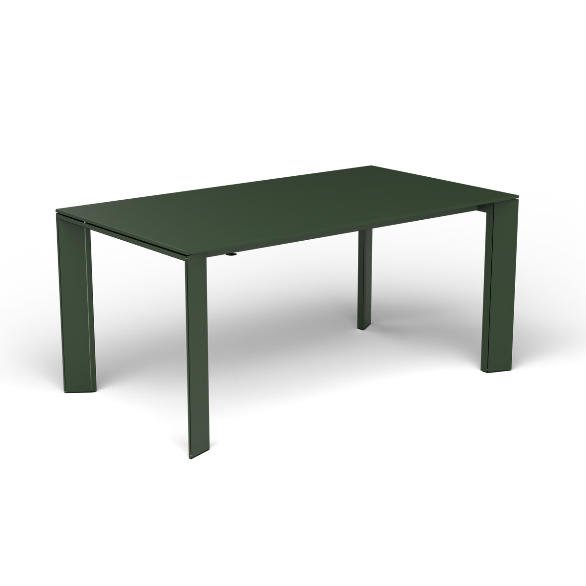 Grande Arche Uitschuifbare Rechthoekige Eettafel, 160/210 × 90 × h 74 cm, Bottle Green, Gelakt aluminium (volgt onderstelkleur)