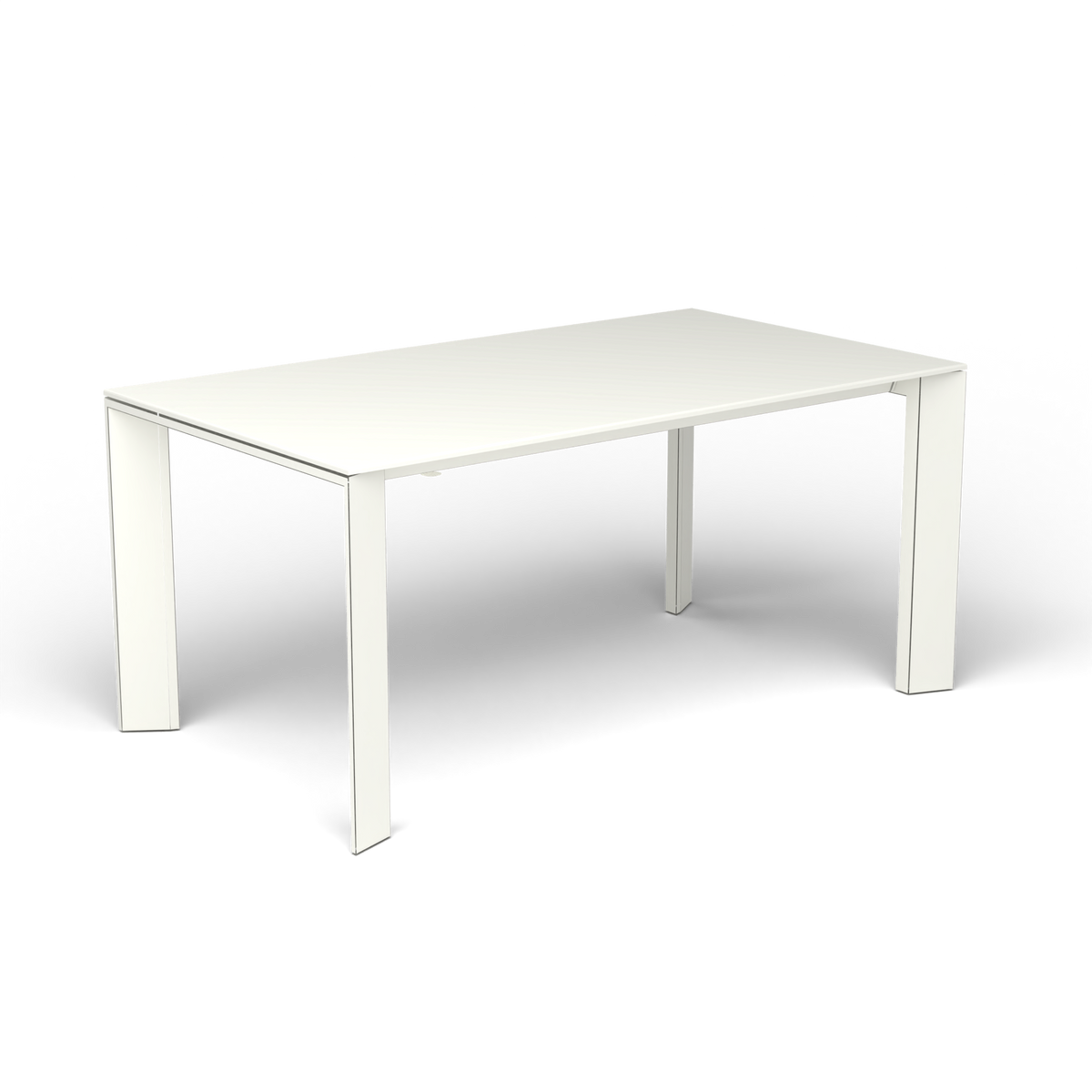 Grande Arche Uitschuifbare Rechthoekige Eettafel, 160/210 × 90 × h 74 cm, White, Gelakt aluminium (volgt onderstelkleur)