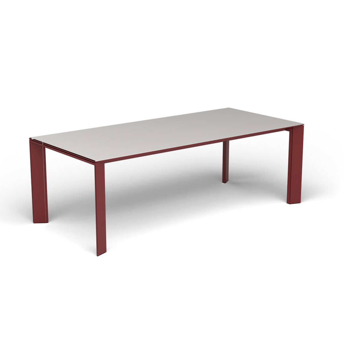 Grande Arche Uitschuifbare Rechthoekige Eettafel, 220/270 × 100 × h 74 cm, Autumn Red, Aluminium speckled Grey