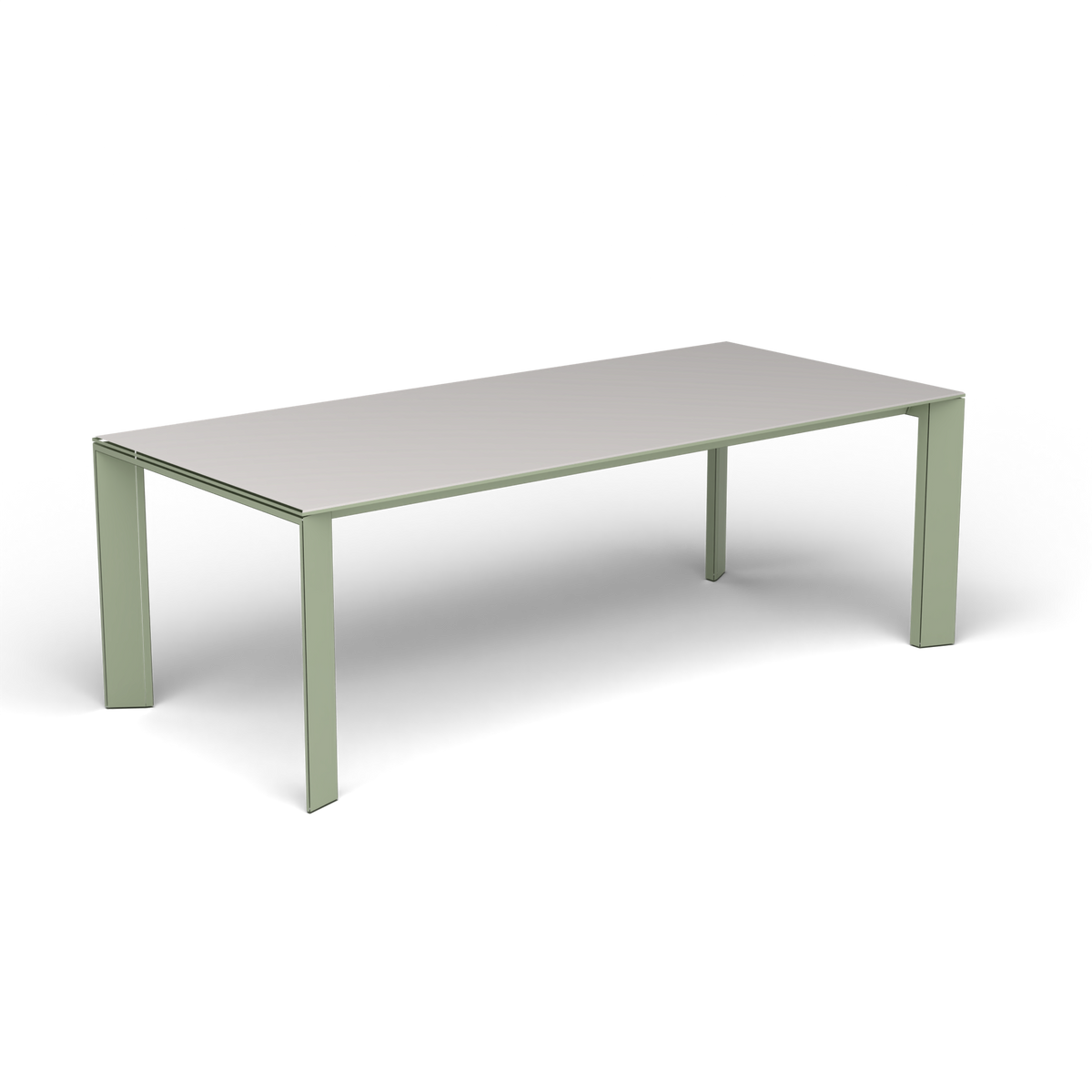 Grande Arche Uitschuifbare Rechthoekige Eettafel, 220/270 × 100 × h 74 cm, Green Tea, Aluminium speckled Grey