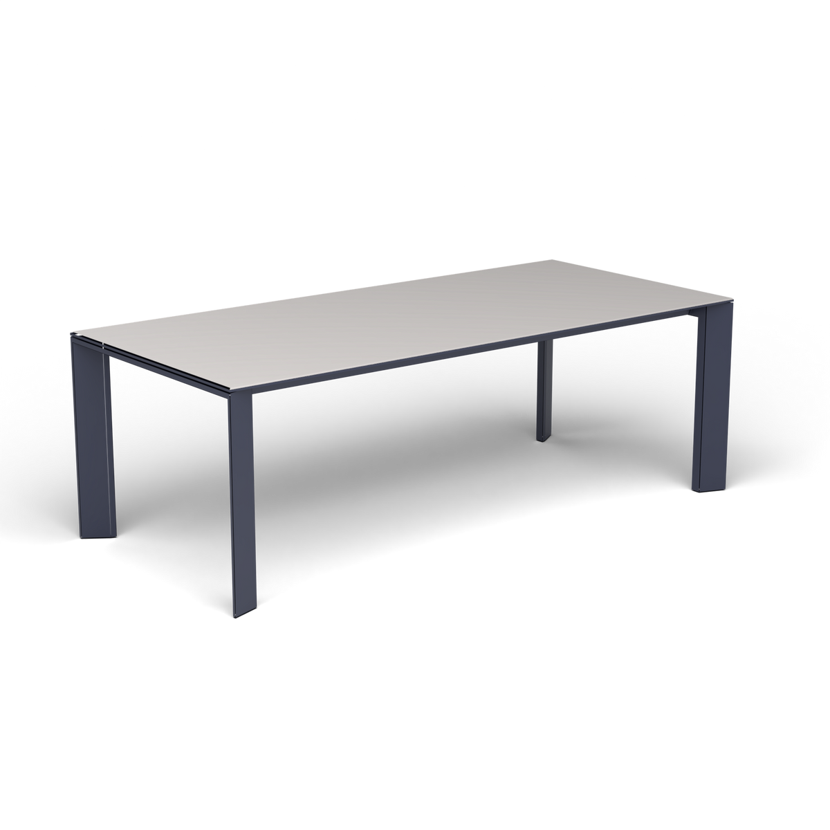 Grande Arche Uitschuifbare Rechthoekige Eettafel, 220/270 × 100 × h 74 cm, Grey Blue, Aluminium speckled Grey