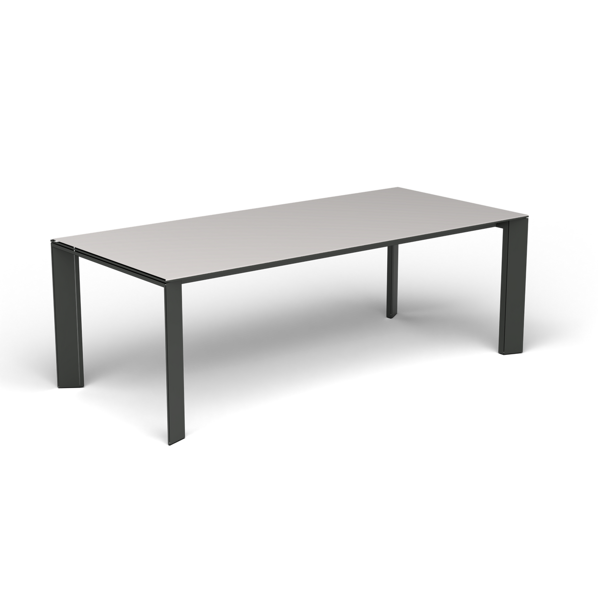 Grande Arche Uitschuifbare Rechthoekige Eettafel, 220/270 × 100 × h 74 cm, Metallic Grey, Aluminium speckled Grey