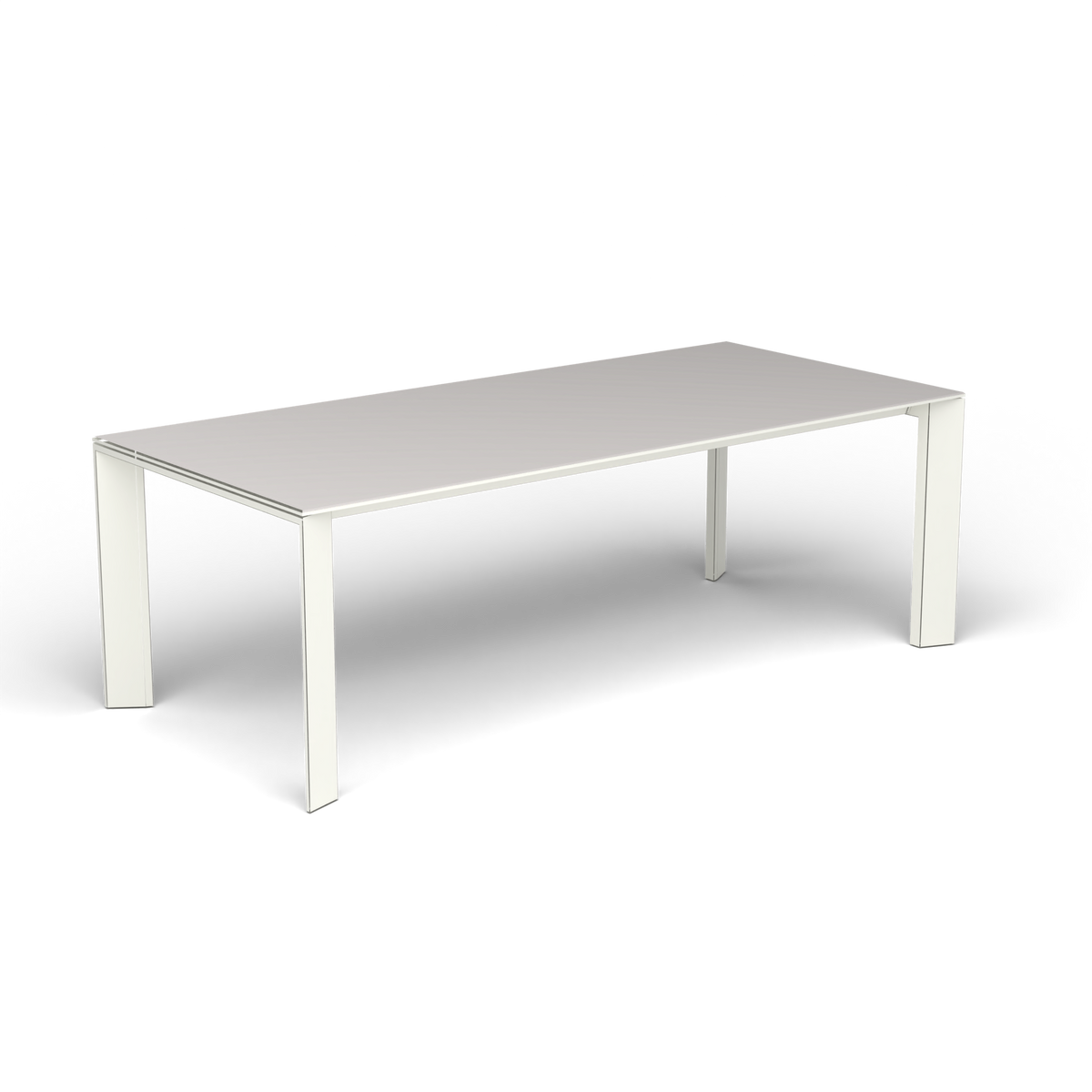 Grande Arche Uitschuifbare Rechthoekige Eettafel, 220/270 × 100 × h 74 cm, White, Aluminium speckled Grey
