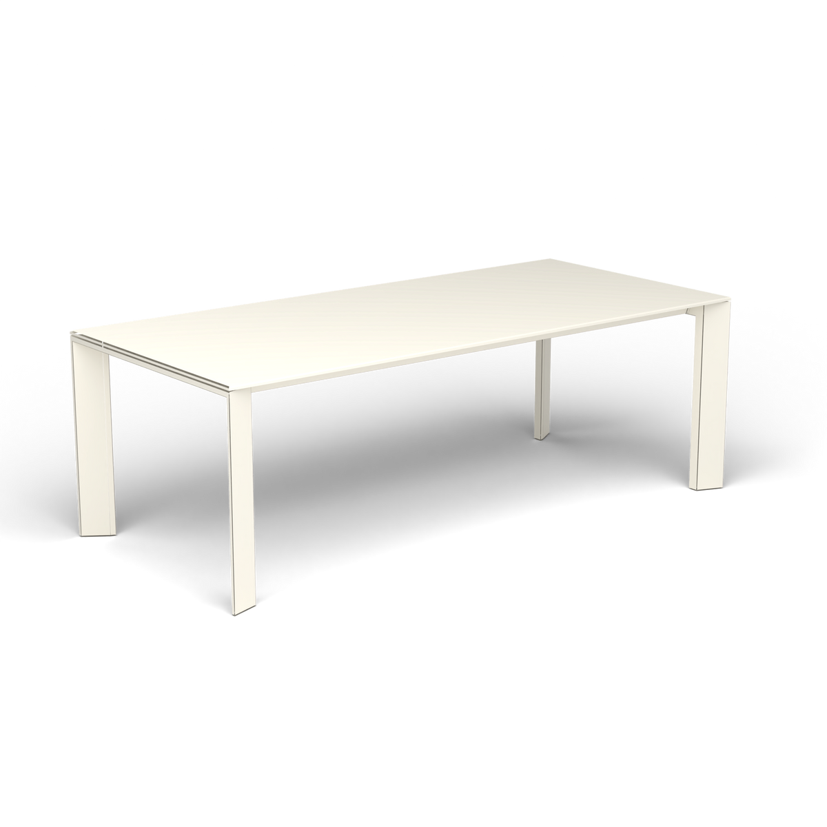 Grande Arche Uitschuifbare Rechthoekige Eettafel, 220/270 × 100 × h 74 cm, Antique White, Gelakt aluminium (volgt onderstelkleur)
