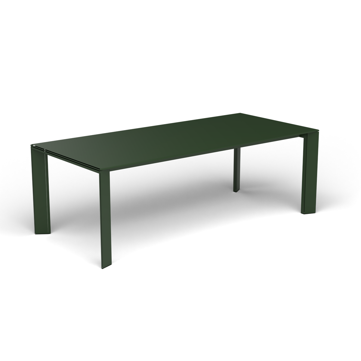 Grande Arche Uitschuifbare Rechthoekige Eettafel, 220/270 × 100 × h 74 cm, Bottle Green, Gelakt aluminium (volgt onderstelkleur)
