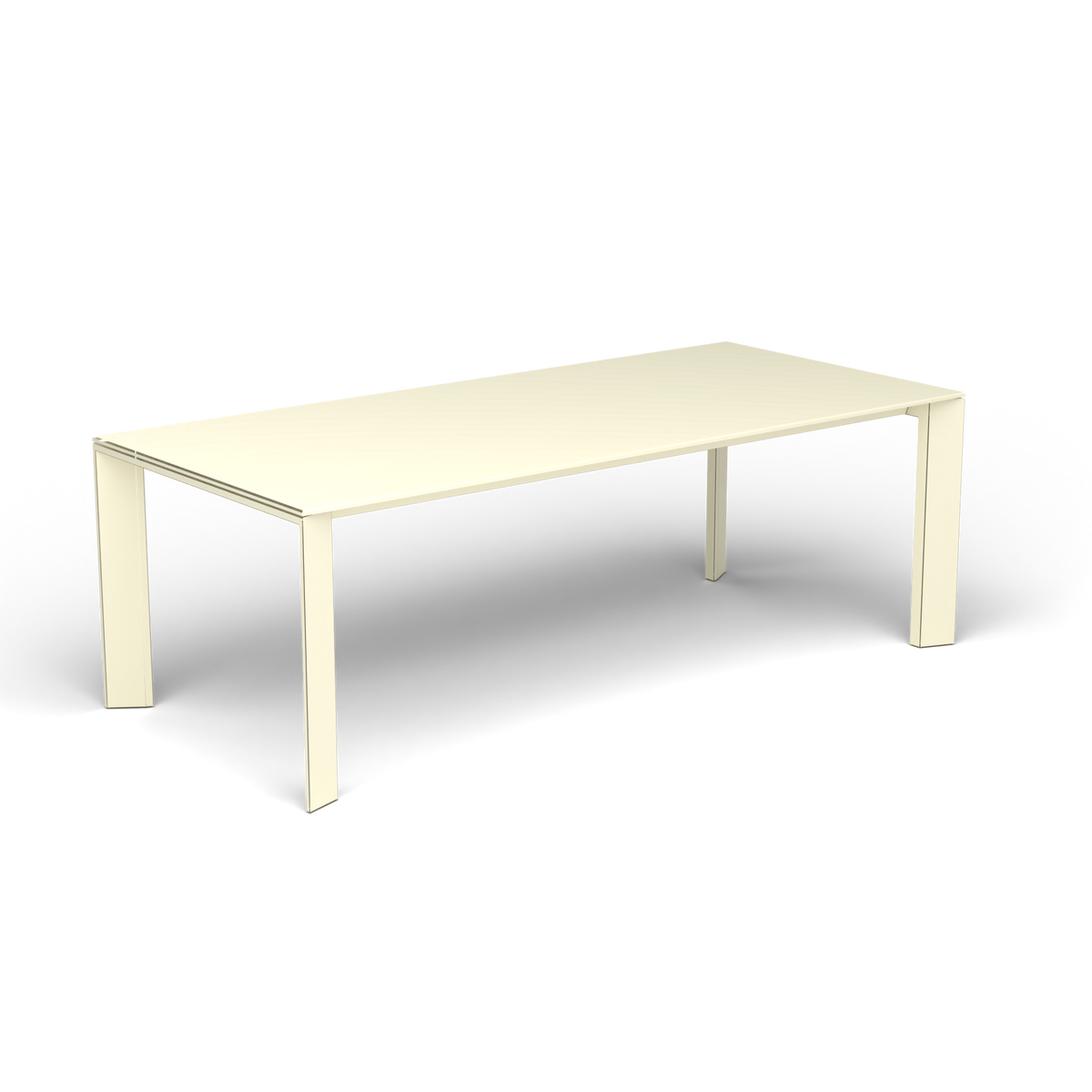 Grande Arche Uitschuifbare Rechthoekige Eettafel, 220/270 × 100 × h 74 cm, Butter White, Gelakt aluminium (volgt onderstelkleur)