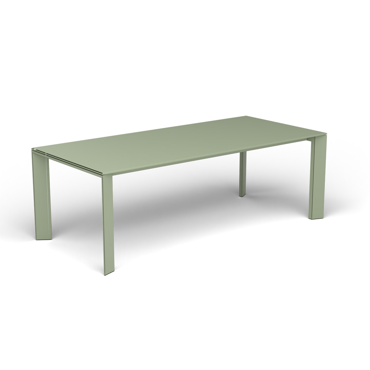 Grande Arche Uitschuifbare Rechthoekige Eettafel, 220/270 × 100 × h 74 cm, Green Tea, Gelakt aluminium (volgt onderstelkleur)