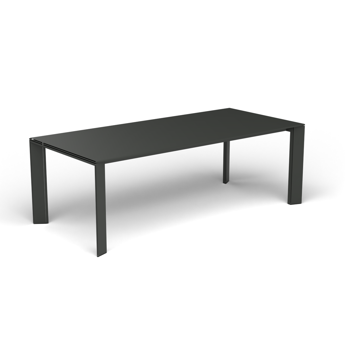 Grande Arche Uitschuifbare Rechthoekige Eettafel, 220/270 × 100 × h 74 cm, Metallic Grey, Gelakt aluminium (volgt onderstelkleur)
