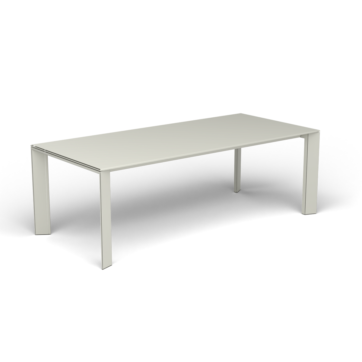 Grande Arche Uitschuifbare Rechthoekige Eettafel, 220/270 × 100 × h 74 cm, Powder Grey, Gelakt aluminium (volgt onderstelkleur)