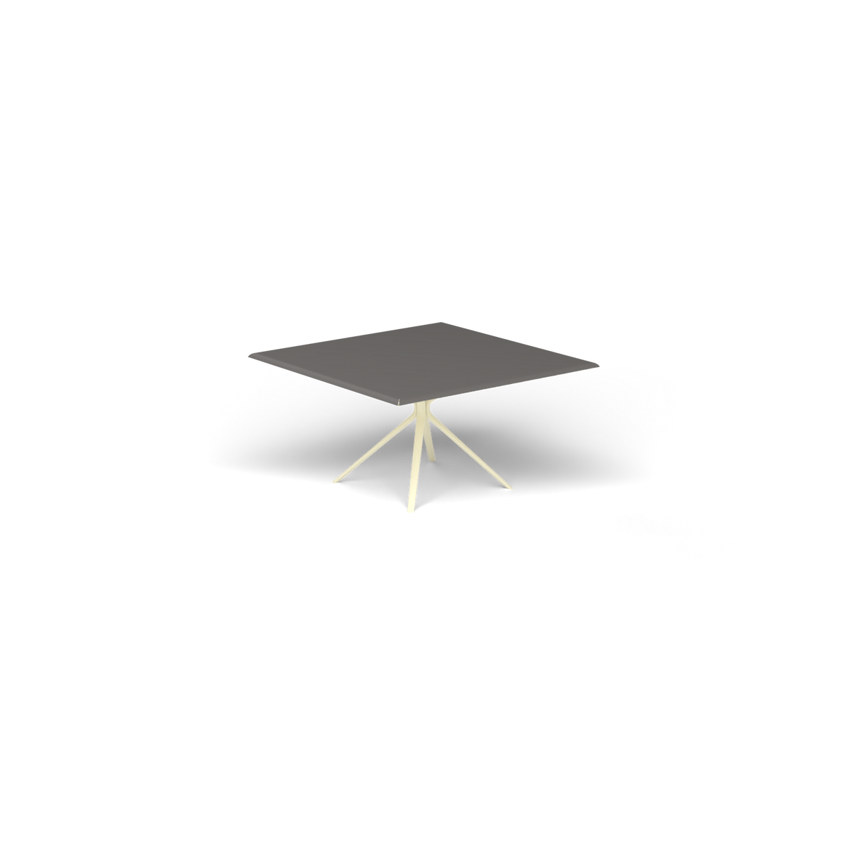 Moai Vierkante Tafel, 140 × 140 × h 74 cm, Butter White, Aluminium speckled Anthracite