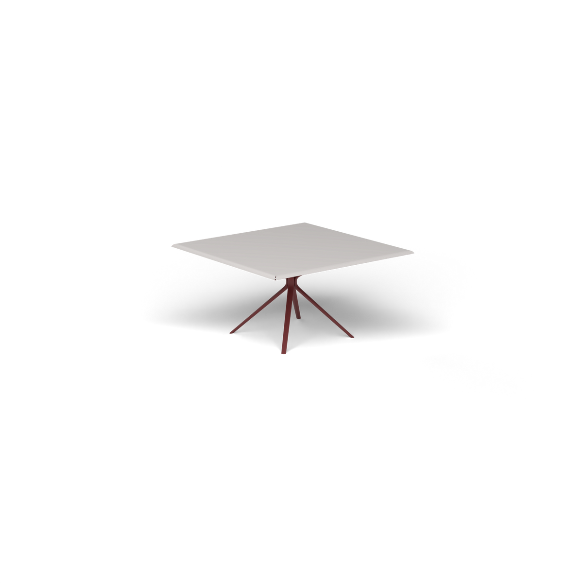 Moai Vierkante Tafel, 140 × 140 × h 74 cm, Autumn Red, Aluminium speckled Grey