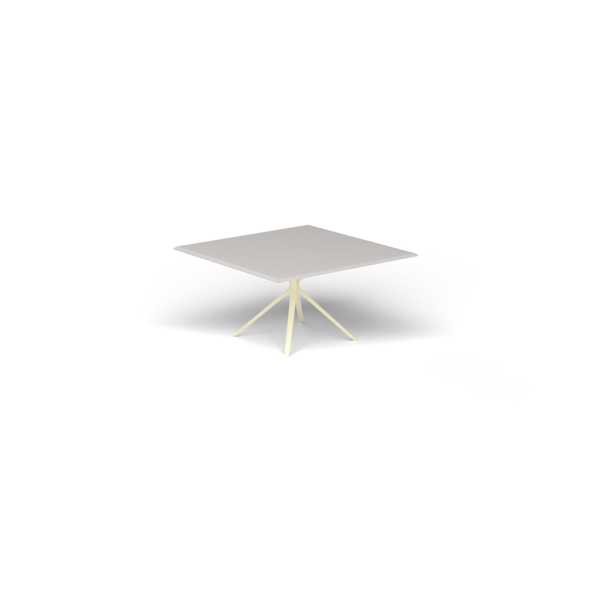 Moai Vierkante Tafel, 140 × 140 × h 74 cm, Butter White, Aluminium speckled Grey