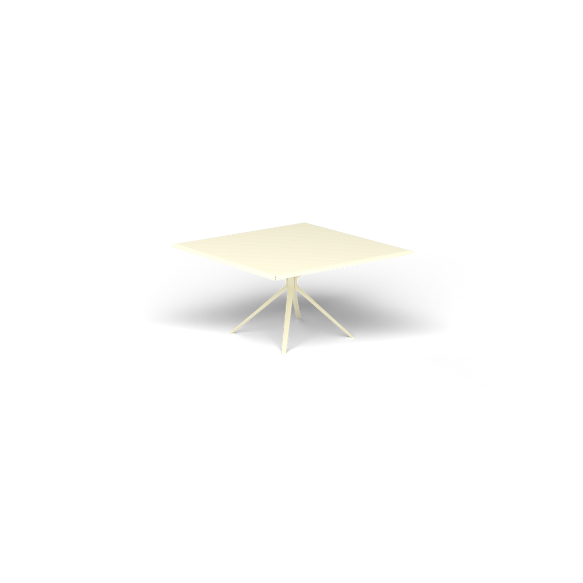 Moai Vierkante Tafel, 140 × 140 × h 74 cm, Butter White, Gelakt aluminium (volgt onderstelkleur)