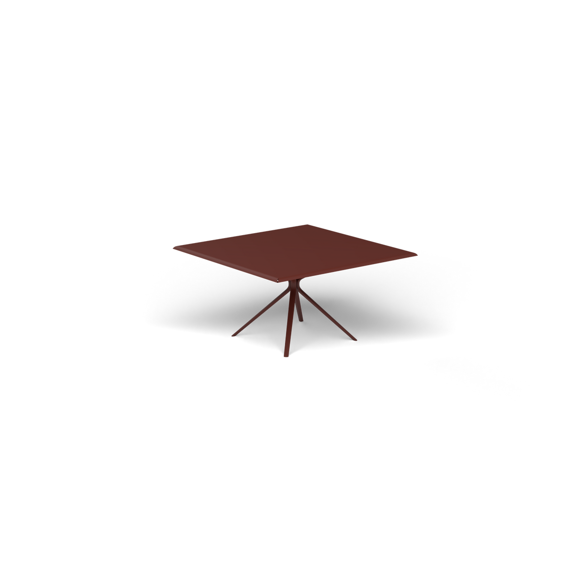 Moai Vierkante Tafel, 140 × 140 × h 74 cm, Chestnut Brown, Gelakt aluminium (volgt onderstelkleur)