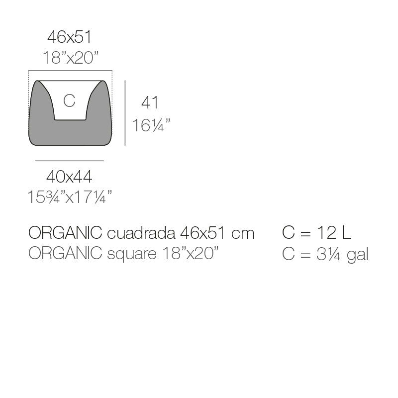 Organic Square Jardinnière