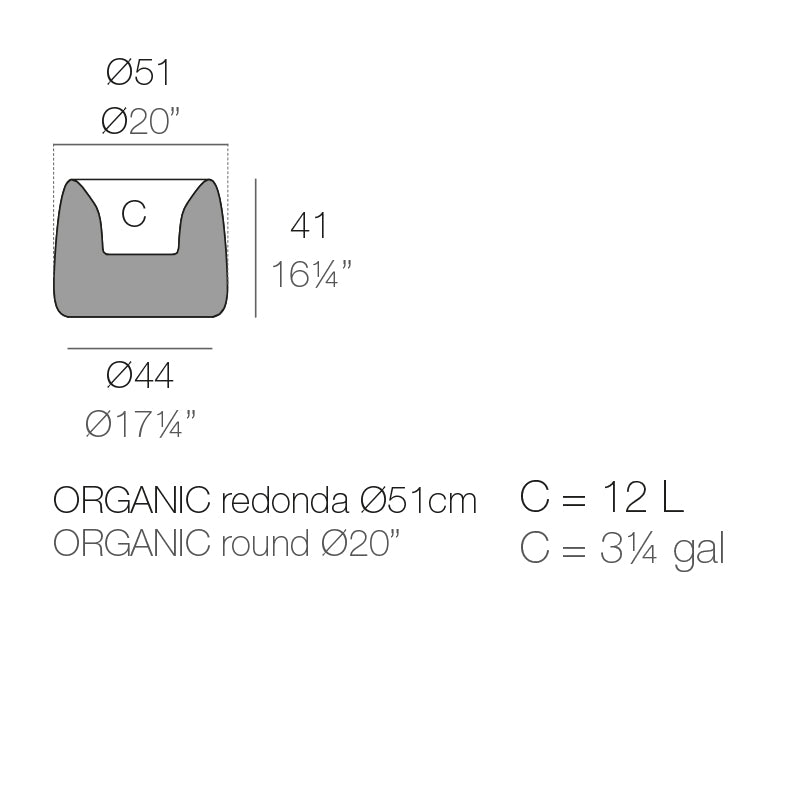 Vondom ORGANIC ROUND PLANTER Ø42x33