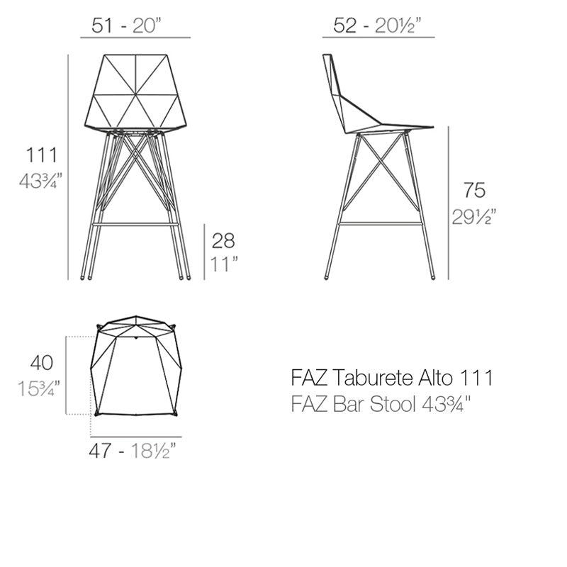 Vondom FAZ BAR STOOL 50x51x102cm