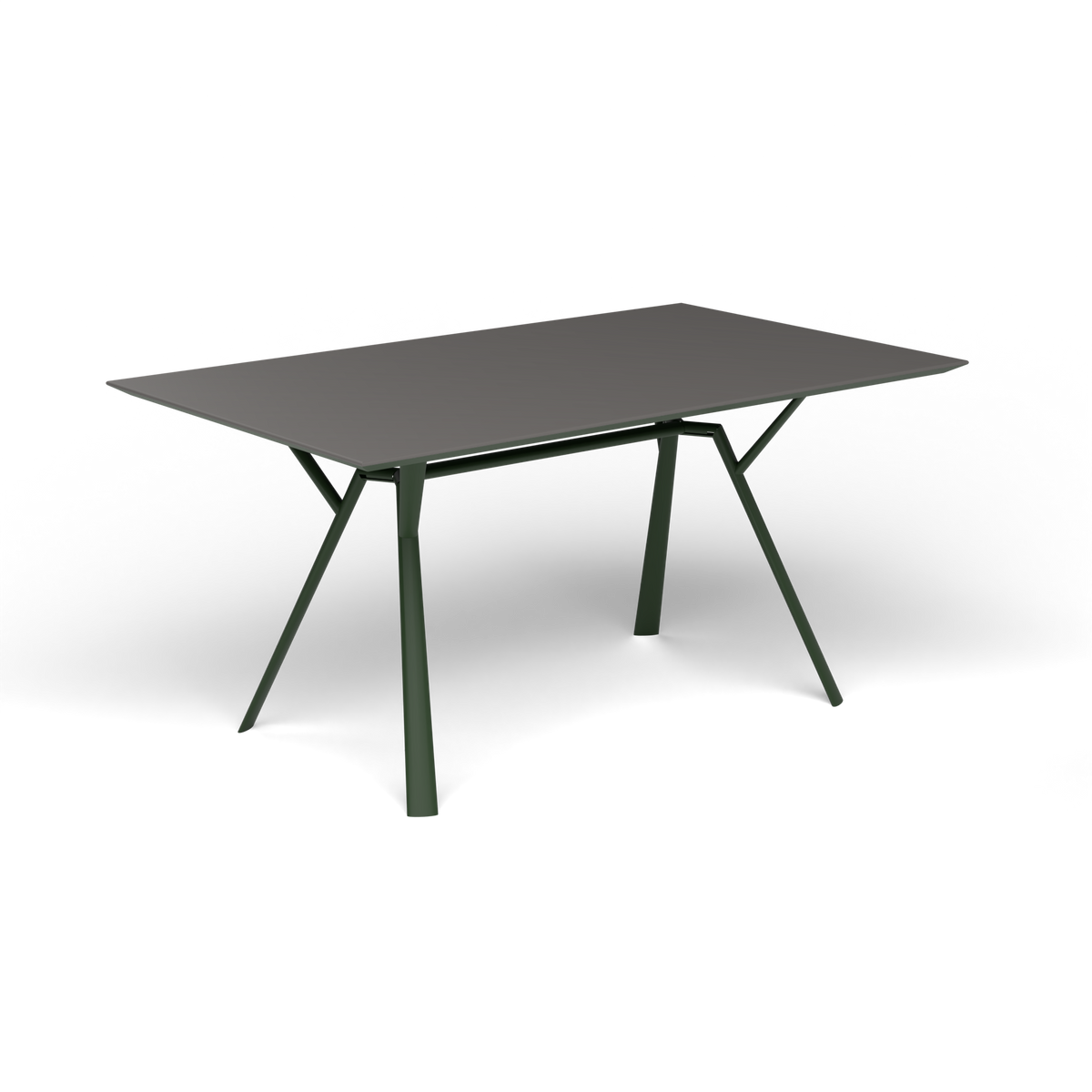 Radice Quadra Rechthoekige Tafel, 150 × 90 × h 74 cm, Bottle Green, Aluminium speckled Anthracite