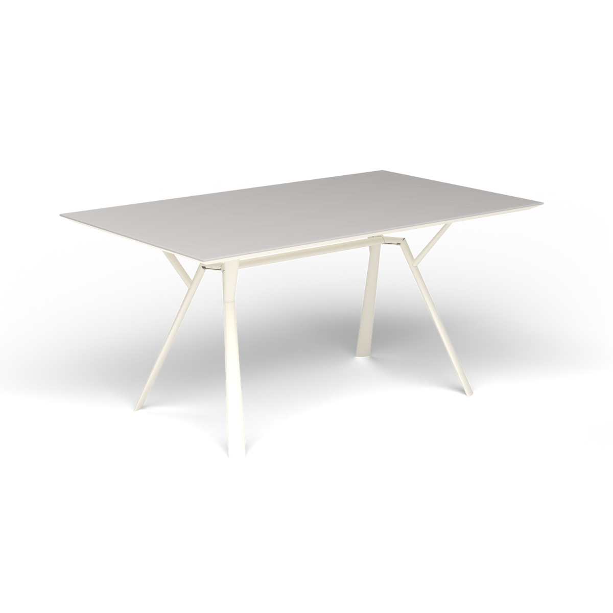 Radice Quadra Rechthoekige Tafel, 150 × 90 × h 74 cm, Antique White, Aluminium speckled Grey