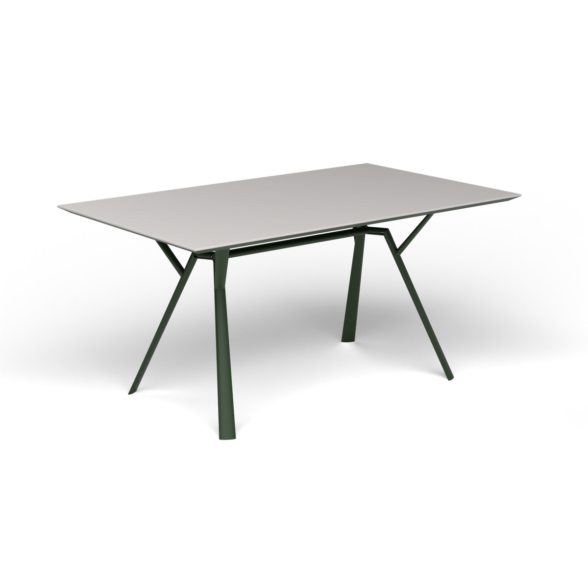 Radice Quadra Rechthoekige Tafel, 150 × 90 × h 74 cm, Bottle Green, Aluminium speckled Grey