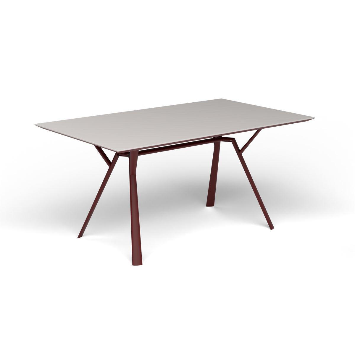 Radice Quadra Rechthoekige Tafel, 150 × 90 × h 74 cm, Chestnut Brown, Aluminium speckled Grey