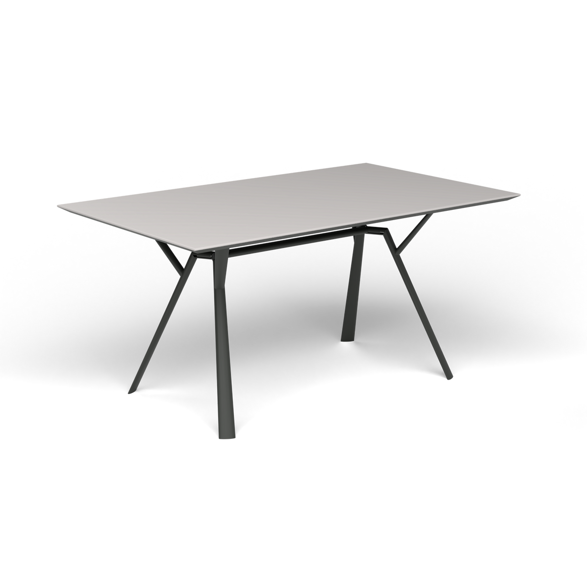Radice Quadra Rechthoekige Tafel, 150 × 90 × h 74 cm, Metallic Grey, Aluminium speckled Grey