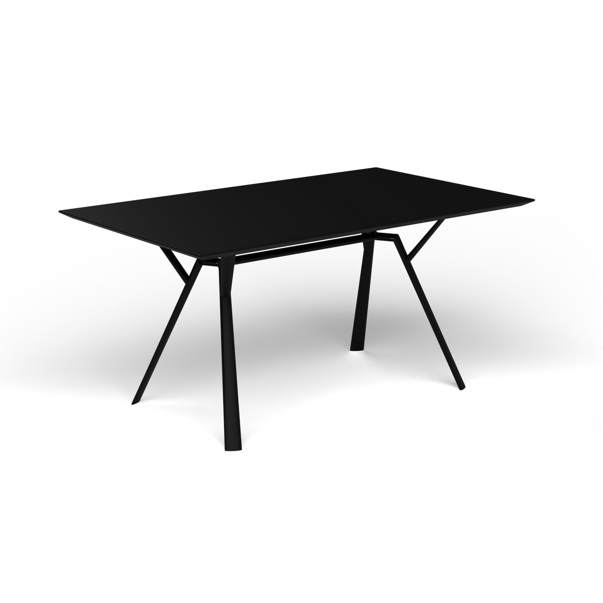 Radice Quadra Rechthoekige Tafel, 150 × 90 × h 74 cm, Black, Gelakt aluminium (volgt onderstelkleur)