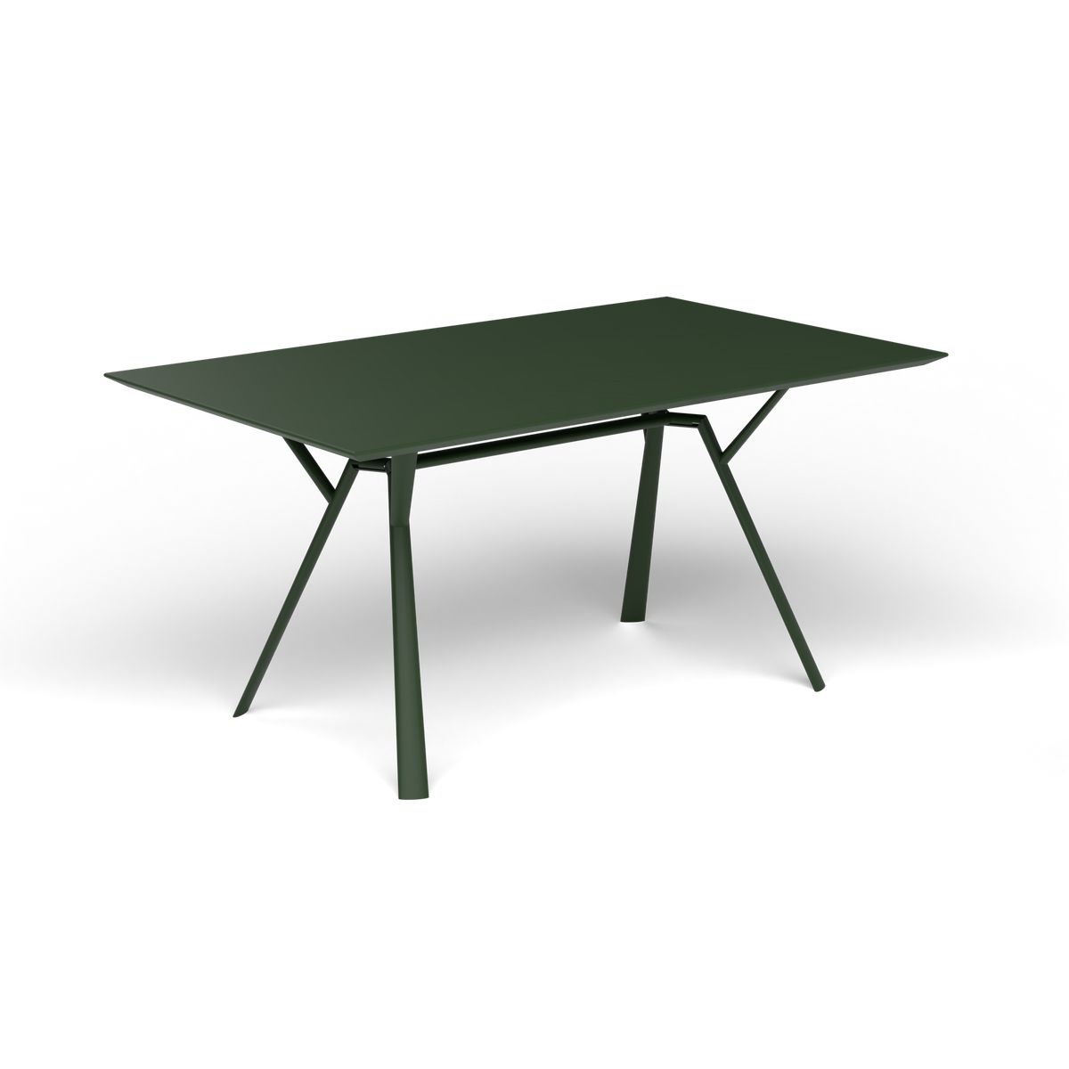 Radice Quadra Rechthoekige Tafel, 150 × 90 × h 74 cm, Bottle Green, Gelakt aluminium (volgt onderstelkleur)